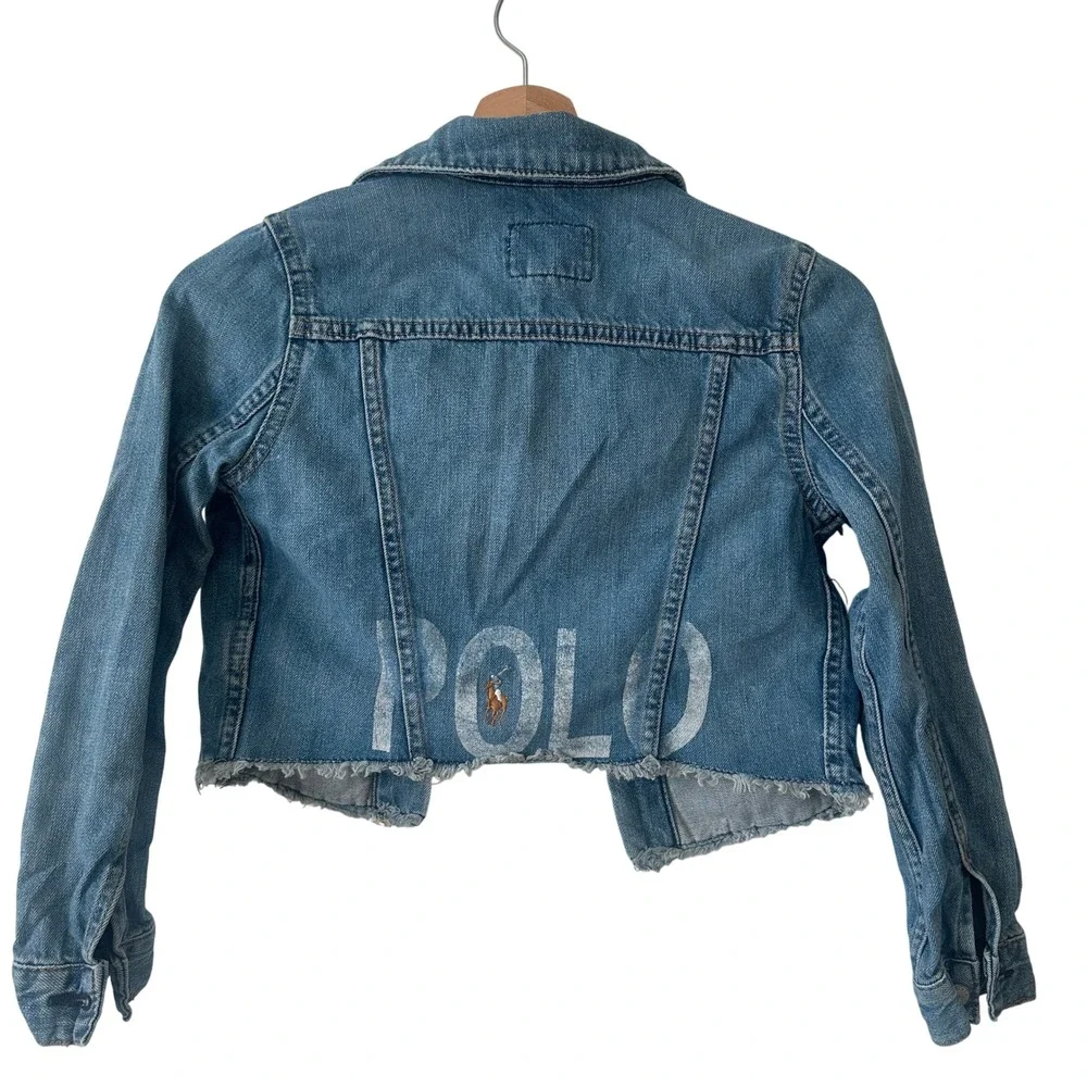 Polo Ralph Lauren Kids Denim Jacket Distressed Frayed Size 8